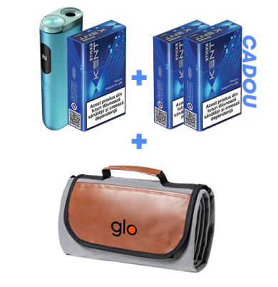 Starter Kit glo™ Hyper Pro & 1 pachet KENT designed for glo™ + 2 pachete CADOU + Pătura de picnic CADOU